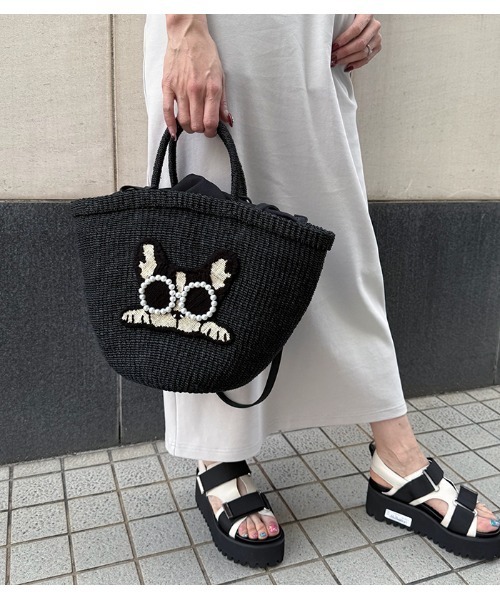 かごバッグ カゴバッグ 「a-jolie/アジョリー」パールサングラス