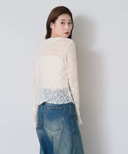 kastane 【S.Mサイズ展開】衿付きレースプルオーバー　アイボリー　M Kastane tシャツ 「新色追加/S.Mサイズ展開」衿付きレースプル