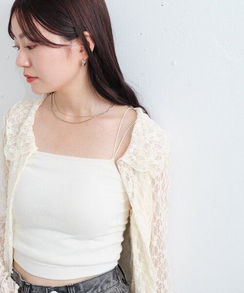 kastane 【S.Mサイズ展開】衿付きレースプルオーバー　アイボリー　M kastane 【S.Mサイズ展開】衿付きレースプルオーバー アイボリー
