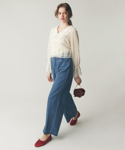 DEICY（デイシー） ブラウス シャツ レースピンタックシフォンブラウス