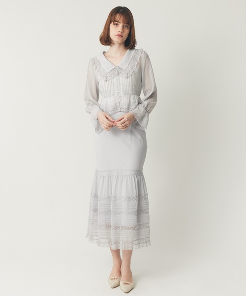 DEICY（デイシー） ブラウス シャツ レースピンタックシフォンブラウス