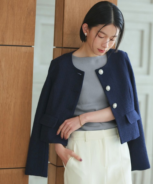 [RUIRUE BOUTIQUE] короткий рукав вязаный L черный женский 