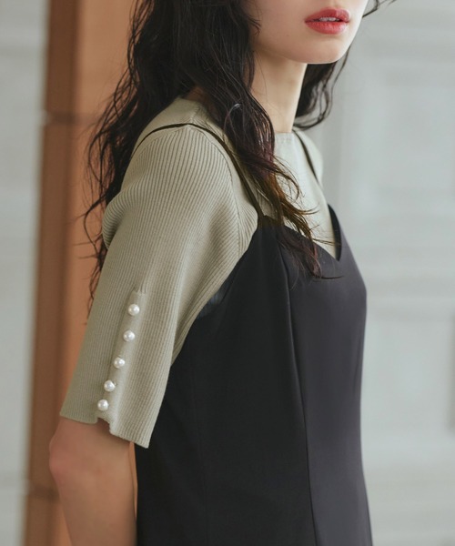 [RUIRUE BOUTIQUE] короткий рукав вязаный L черный женский 