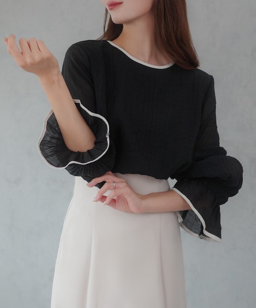 「CENEA」 7分袖ブラウス MEDIUM ブラック レディース