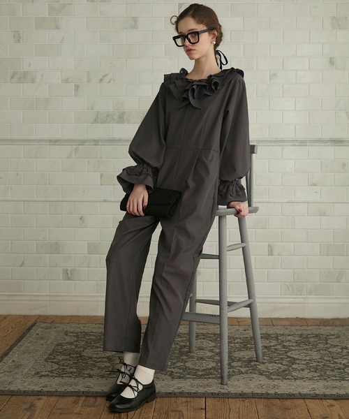 BONLECILL noir パンツドレス 「BONLECILL noir」レースラッフルフリル