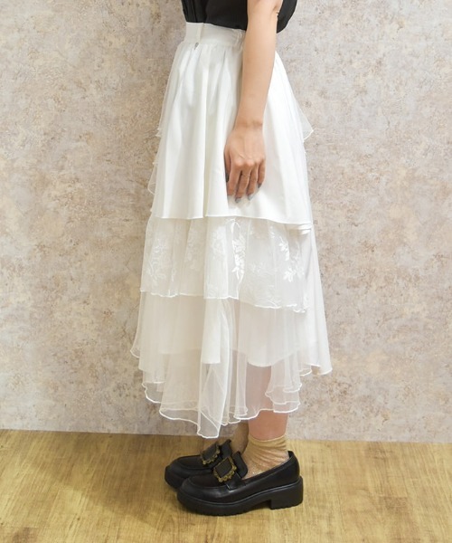 axes femme（アクシーズ ファム） ロング スカート 異素材イレヘム