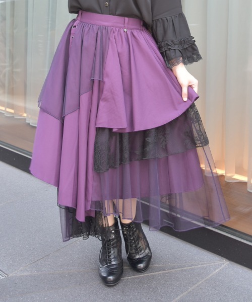 axes femme（アクシーズ ファム） スカート 異素材イレヘムロング