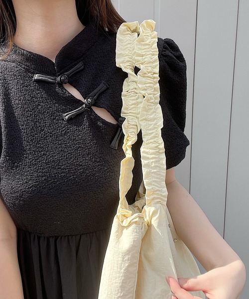 ★ ★ Women's CKJ Drawstring Crossbody Ivory 4K30 ショルダーバッグ バッグ くしゅくしゅ巾着トートバッグ