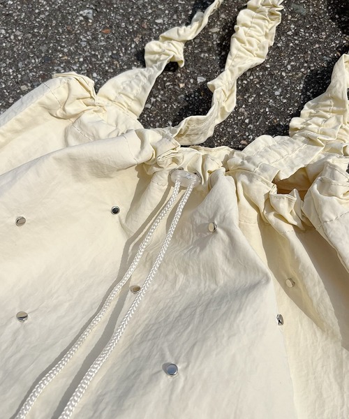 ★ ★ Women's CKJ Drawstring Crossbody Ivory 4K30 ショルダーバッグ バッグ くしゅくしゅ巾着トートバッグ