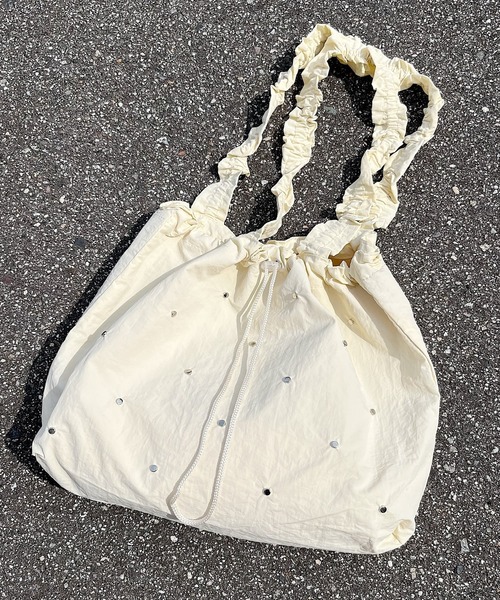 ★ ★ Women's CKJ Drawstring Crossbody Ivory 4K30 ショルダーバッグ バッグ くしゅくしゅ巾着トートバッグ