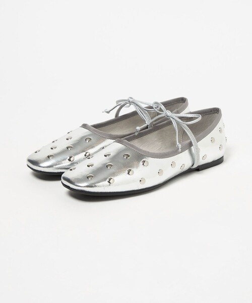 UNITED ARROWS バレエシューズ シルバー 36 1/2 美品 レイン レザー バレエシューズ（レインシューズ）｜UNITED