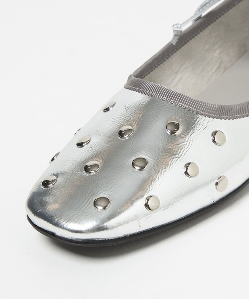 UNITED ARROWS バレエシューズ シルバー 36 1/2 美品 レースアップ オックスフォードシューズ