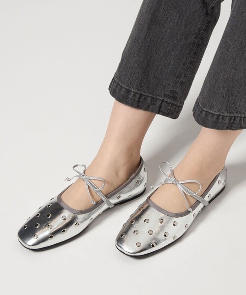 ❣️美品❣️ユナイテッドアローズ　バレエシューズ　ドット　黒　22.5 SY＞マルチドットバレエ フラット10○↑