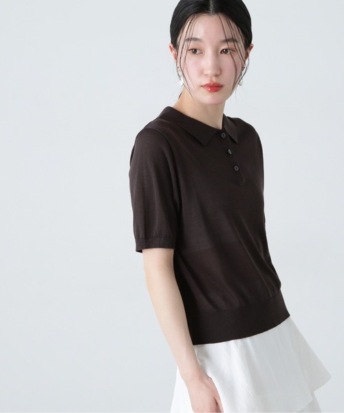 「N.（N. Natural Beauty Basic）」 半袖ポロシャツ MEDIUM オフホワイト レディース