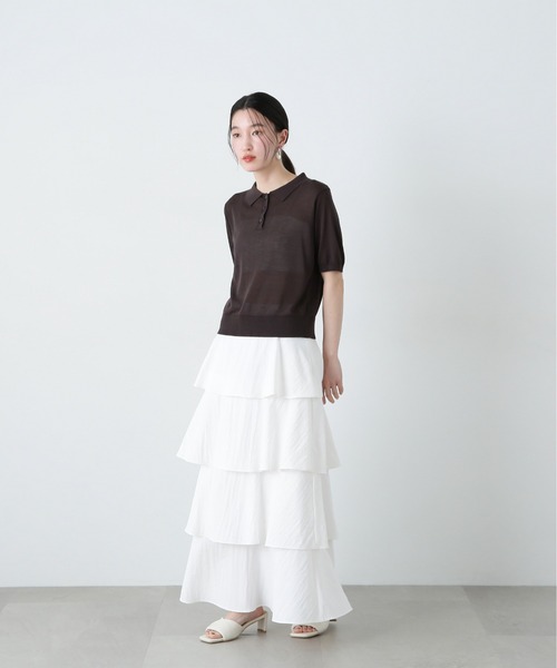 「N.（N. Natural Beauty Basic）」 半袖ポロシャツ MEDIUM オフホワイト レディース