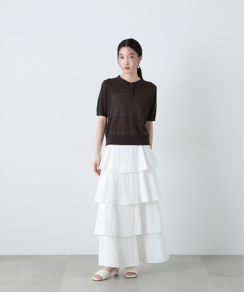 「N.（N. Natural Beauty Basic）」 半袖ポロシャツ MEDIUM オフホワイト レディース