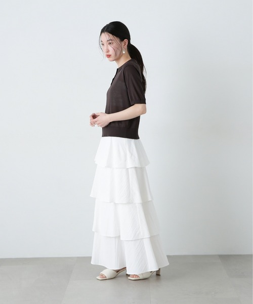 「N.（N. Natural Beauty Basic）」 半袖ポロシャツ MEDIUM オフホワイト レディース