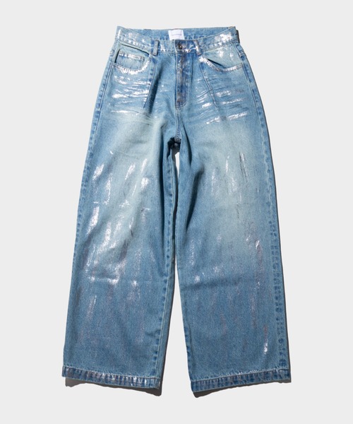 Camphor wood デニム Camphor wood ジーンズ wide baggy spray processing denim