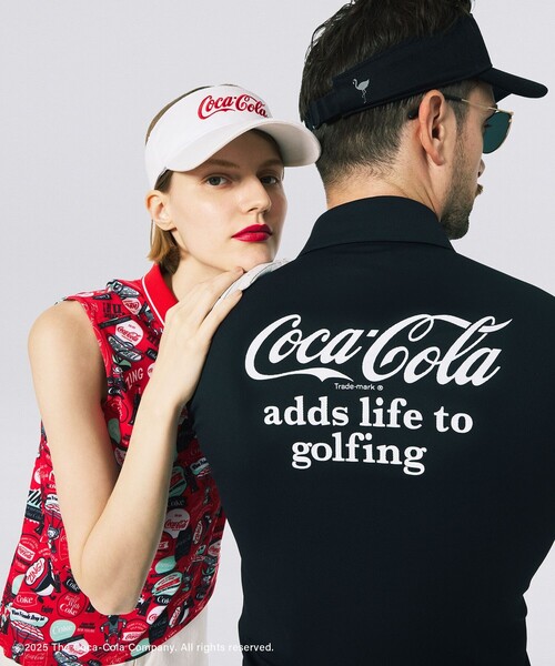 【レッド（60）】コカ・コーラ ALLプリント レディースNSシャツ Coca Cola（コカコーラ） ポロシャツ ポロ ALLプリント レディースNS