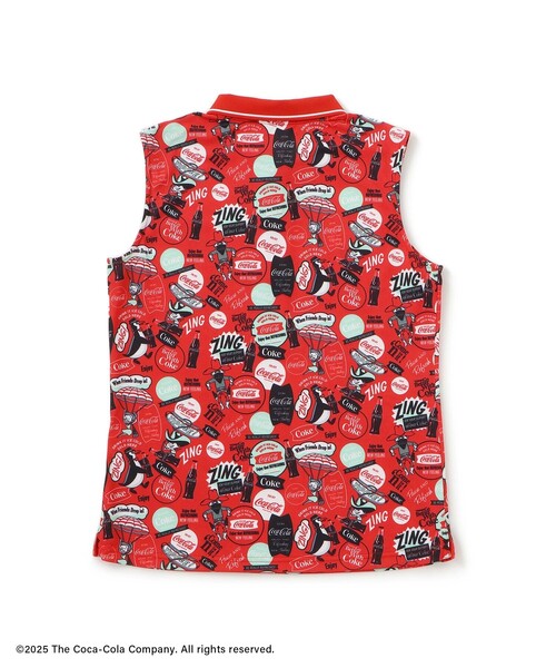 【レッド（60）】コカ・コーラ ALLプリント レディースNSシャツ Coca Cola（コカコーラ） ポロシャツ ポロ ALLプリント レディースNS