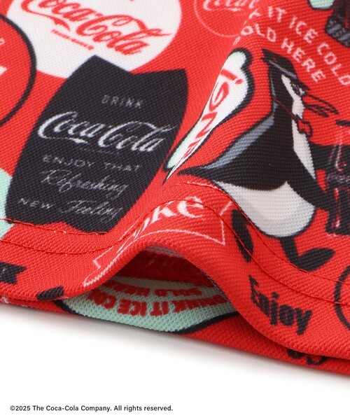 【レッド（60）】コカ・コーラ ALLプリント レディースNSシャツ Coca Cola（コカコーラ） ポロシャツ ポロ ALLプリント レディースNS