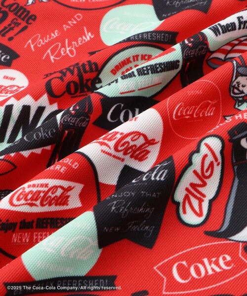 【レッド（60）】コカ・コーラ ALLプリント レディースNSシャツ Coca Cola（コカコーラ） ポロシャツ ポロ ALLプリント レディースNS