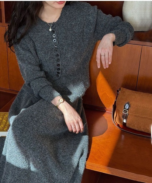 セットアップ 2点セットアップ クルーネックニットカーディガン