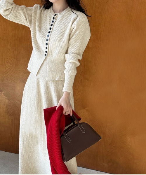 セットアップ 2点セットアップ クルーネックニットカーディガン