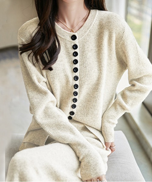 セットアップ 2点セットアップ クルーネックニットカーディガン