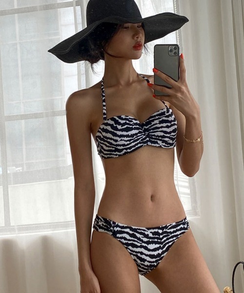 水着 ゼブラ柄 ホルターネック ビキニ水着 レディース : ZOZOTOWN