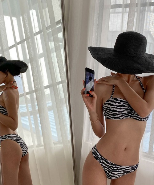 水着 ゼブラ柄 ホルターネック ビキニ水着 レディース : ZOZOTOWN