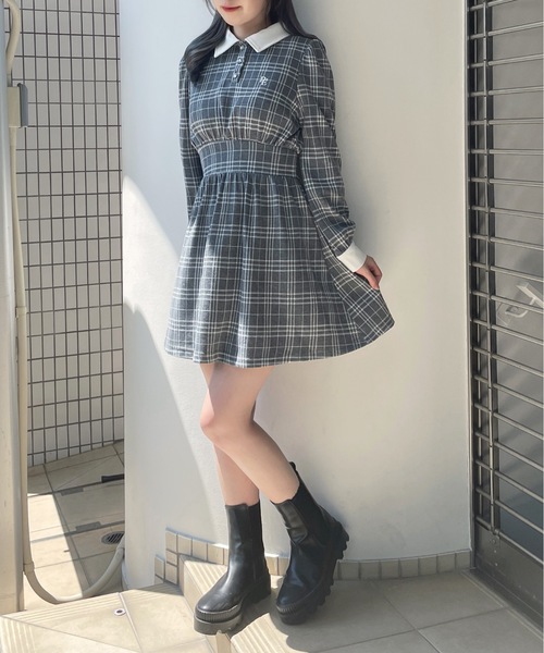 abc une face（アーベーセーアンフェイス） ワンピース ポロ衿タック