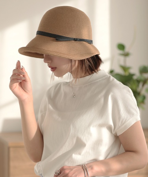 「Little＆More」 ストローハット M カーキ レディース_画像7