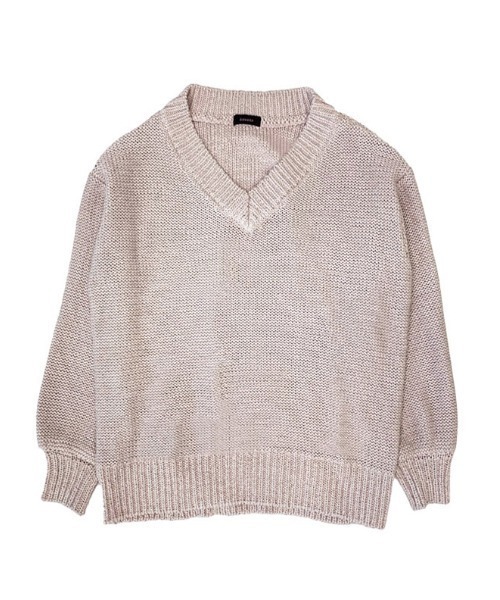 新品同様 anuans Vネックニット FREE ベージュ レディース anuans」 Vネックニット FREE ピンクベージュ レディース
