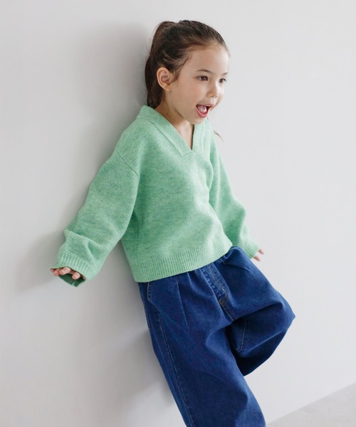 ニット セーター 「3-10才対応」ディープVネックニット キッズ 子供服 女の子 | BONJOUR SAGAN enfant | 22