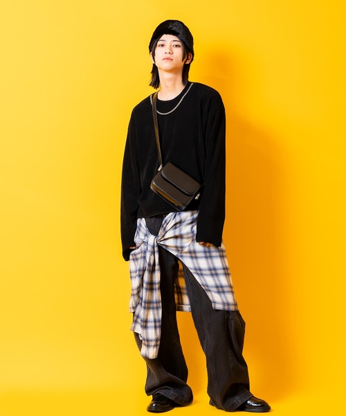 ジーンズ a.p.o.v. ジップ着脱チェック柄ネルシャツレイヤードスーパー