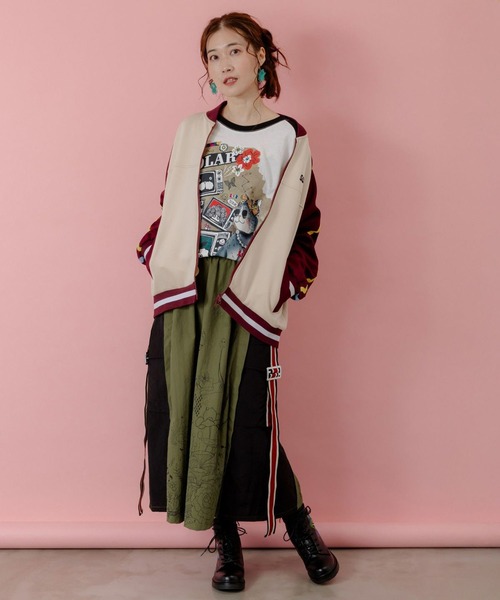 ScoLar（スカラー） ブルゾン アウター 花とスカラー刺繍 ジャージ