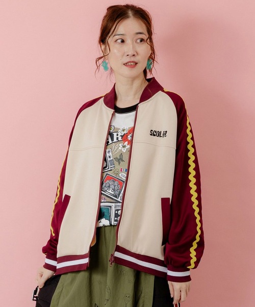 スカラー　花ボタン　アウター スカラー ScoLar 花ボタン中綿アウター （ネイビー） - ファッション