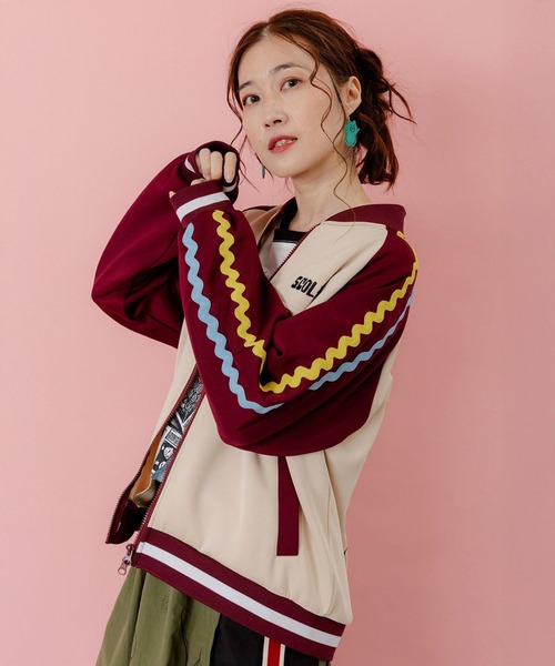 ScoLar（スカラー） ブルゾン アウター 花とスカラー刺繍 ジャージ