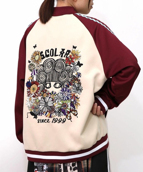 ScoLar（スカラー） ブルゾン アウター 花とスカラー刺繍 ジャージ