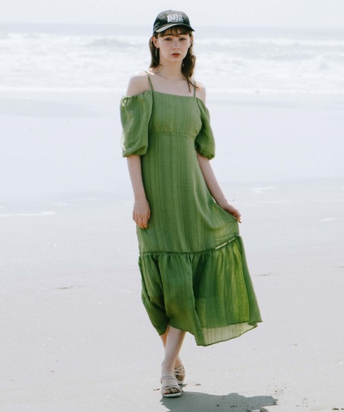 「archives」 半袖ワンピース MEDIUM アイボリー レディース_画像9