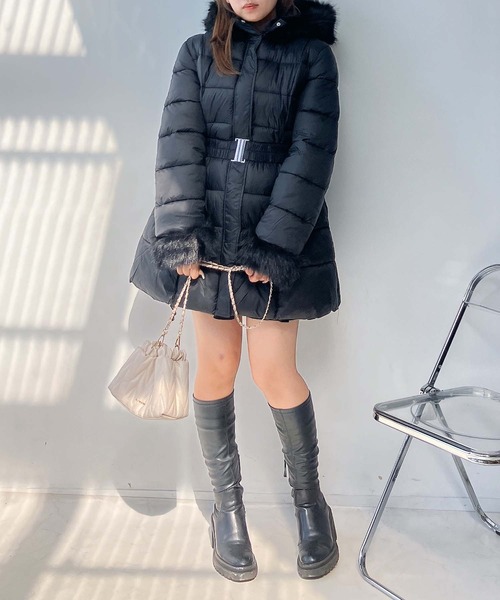 ☆美品23区ダウンコート☆ Aライン　ベルト付き ブラック黒40size ベルト付きファーAラインダウンコート[kd79] ブラック - メルカリ