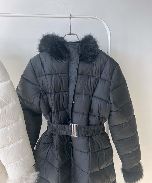 AS KNOW ダウンコート ダウンジャケットファーフード ベルト付き A