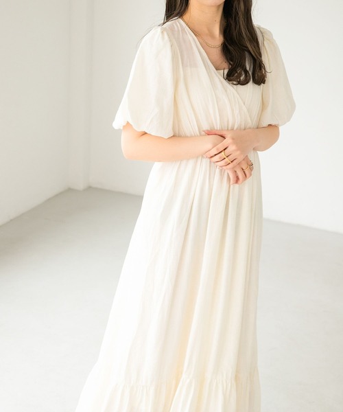 「Heather」 半袖ワンピース FREE アイボリー レディース_画像4