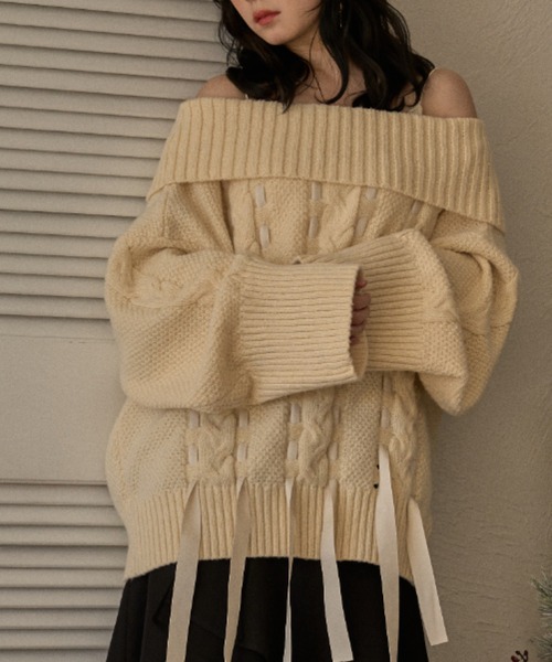 yae様 未使用品❗️ DIESEL ディーゼル リボン付き ニット 高身長 フェザーモールリボン柄ニット（トールサイズ）Essenave 通販