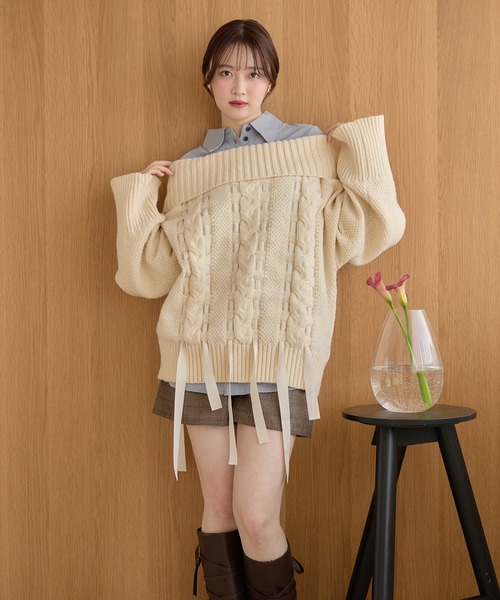 マイラン mylan  オフショルダーニット Wool Cashmere Off-Shoulder Knit | Charcoal Grey – MYLAN ONLINE SHOP