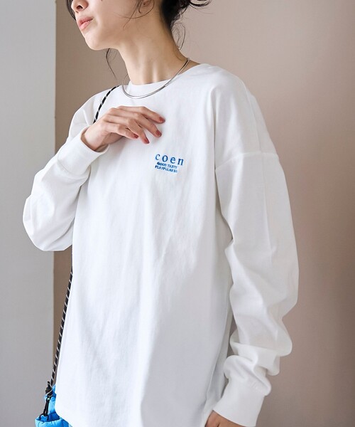 coen（コーエン） tシャツ ロゴ刺繍 ユニロンT レディース : ZOZOTOWN