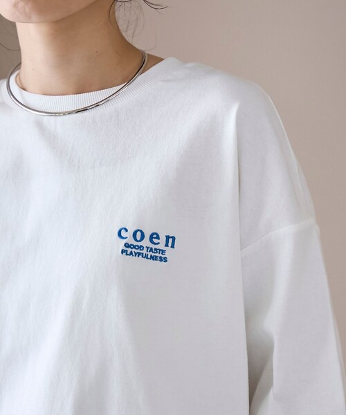 coen（コーエン） tシャツ ロゴ刺繍 ユニロンT レディース : ZOZOTOWN