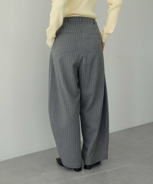 26SS GREY 【26SS】ガーメントダイワンタックパンツ(ICE - HAND BY STILL taoウールトロ　バルーンパンツ　グレー パンツ