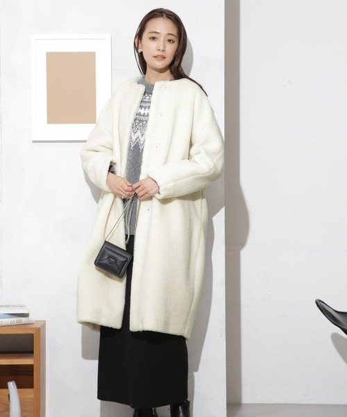 NANO universe（ナノ・ユニバース） ノーカラーコート FREE アイボリー